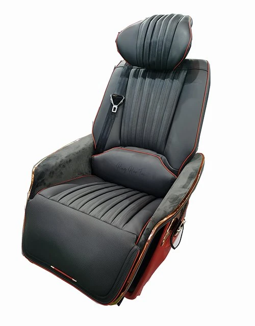 Custom Black Leather Chairs for Shuttles, Buses, RVs and Vans