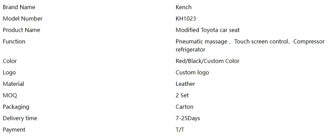Car seat parameters Car seat parameters